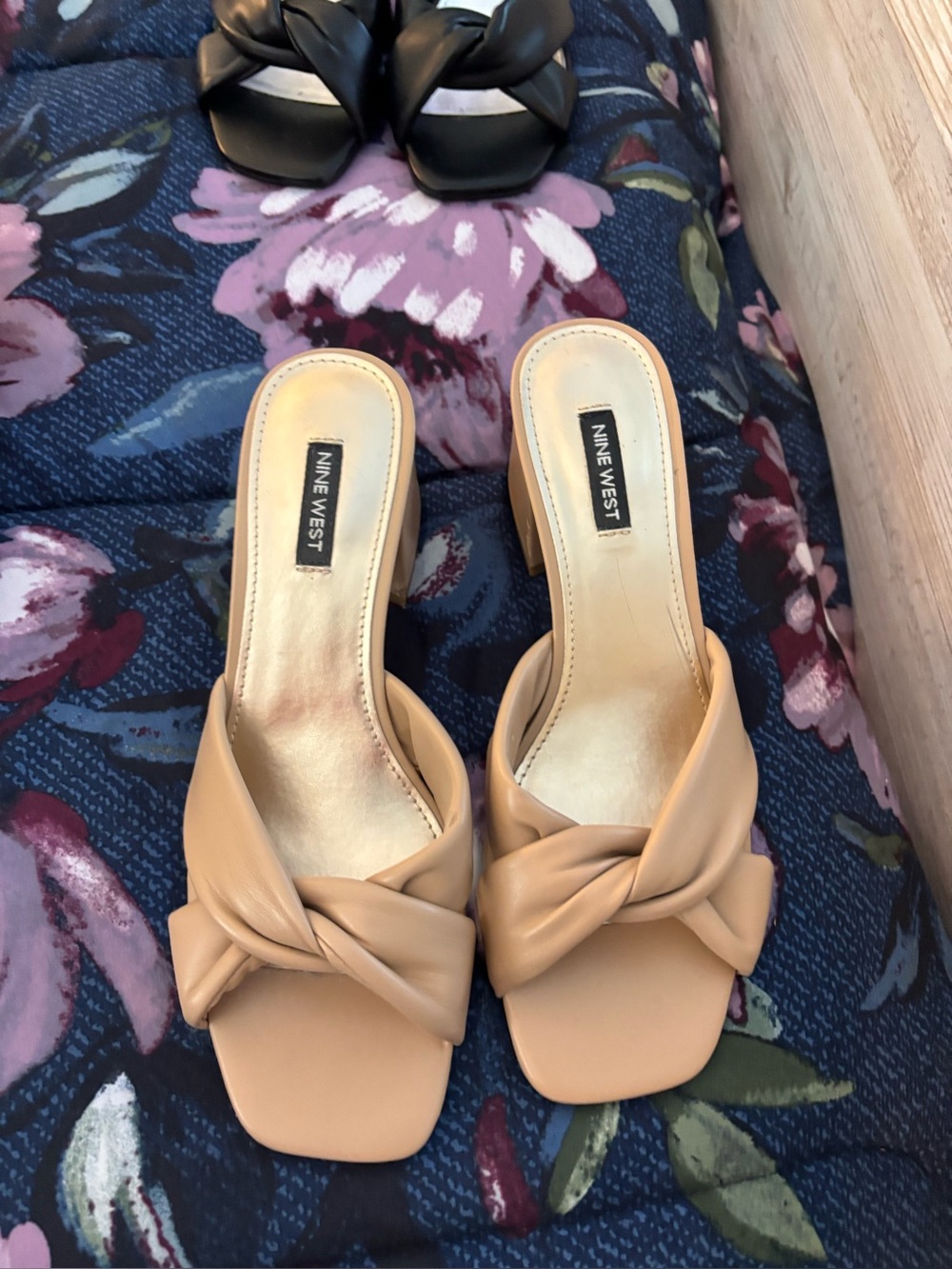 Nine West Tan Knotted Slide Mules
